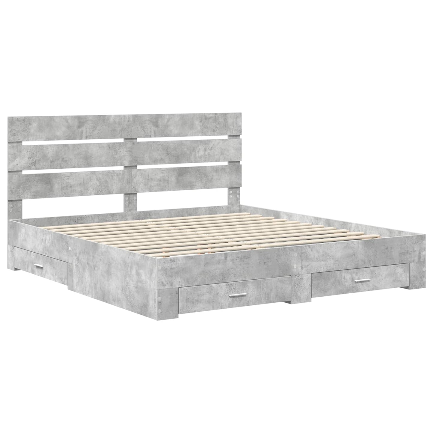 Bed Frame Concrete Grey 200 x 200 cm Engineered Wood