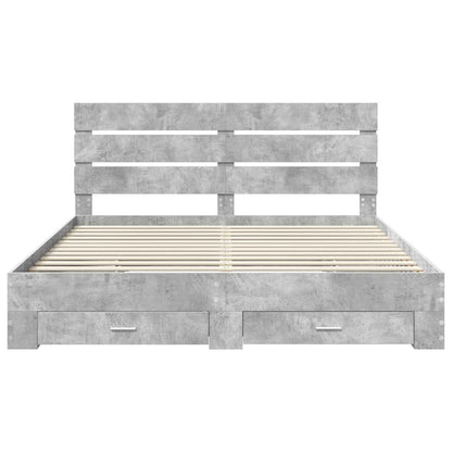 Bed Frame Concrete Grey 200 x 200 cm Engineered Wood