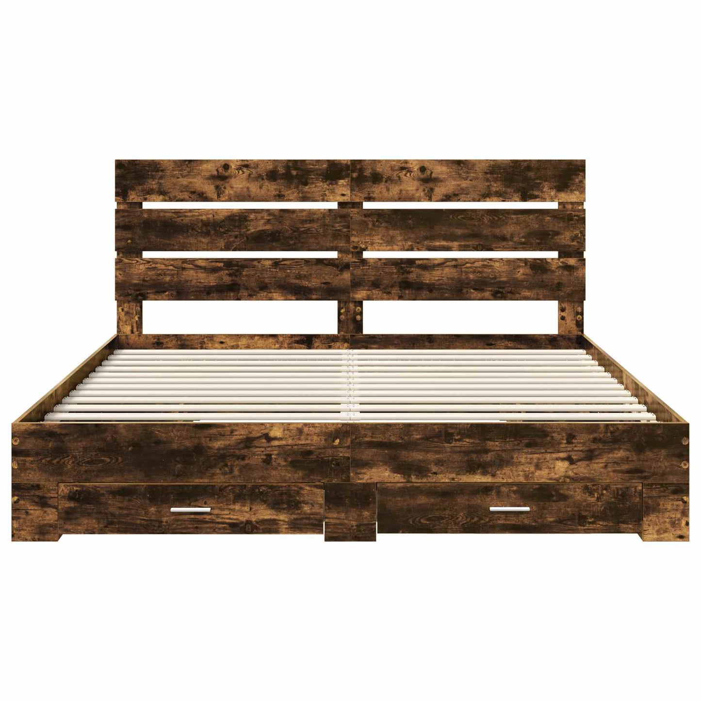 Bed Frame with Drawer Smoked Oak 200 x 200 cm Engineered Wood