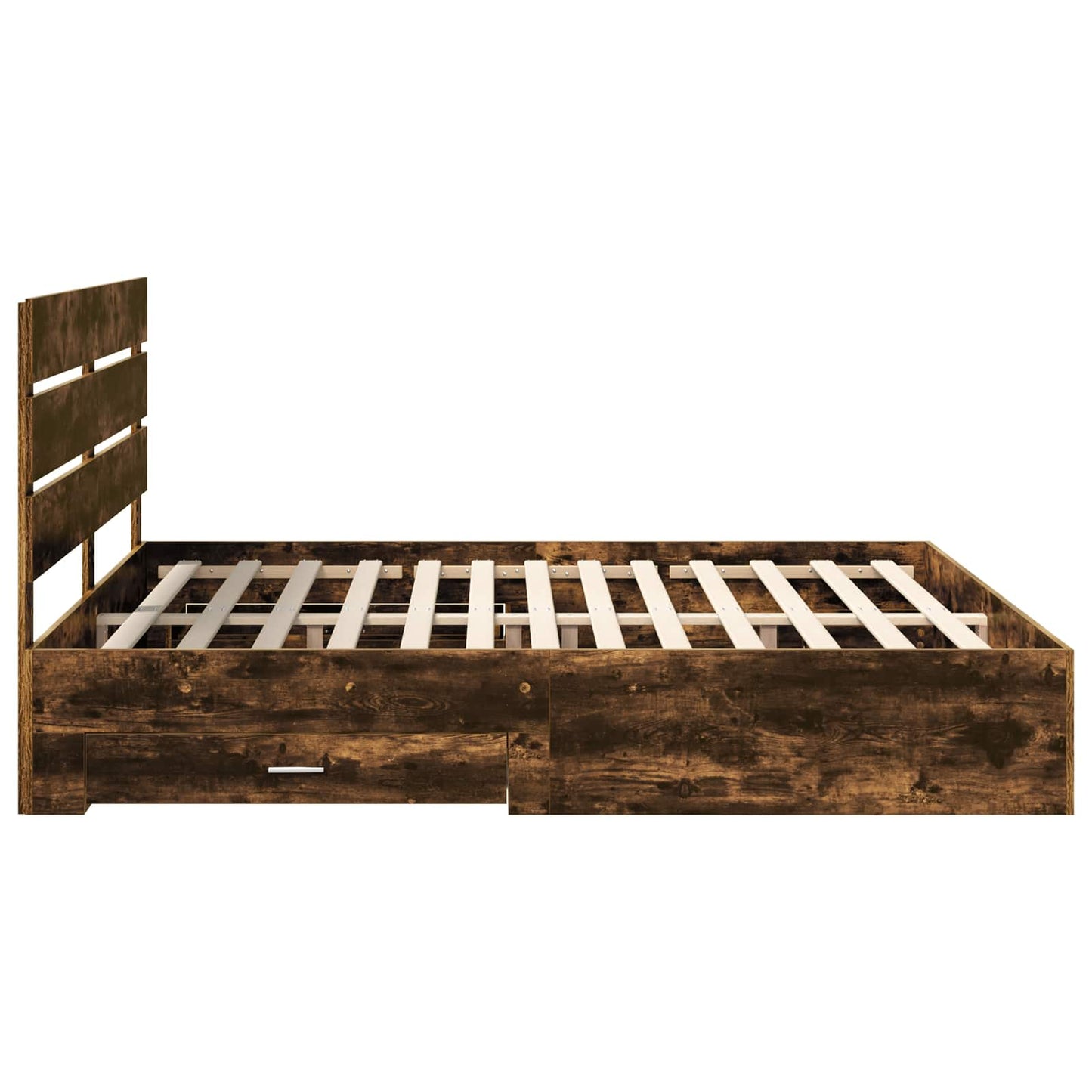 Bed Frame with Drawer Smoked Oak 200 x 200 cm Engineered Wood