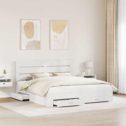 Bed Frame with Drawer White 180 x 200 cm Engineered Wood