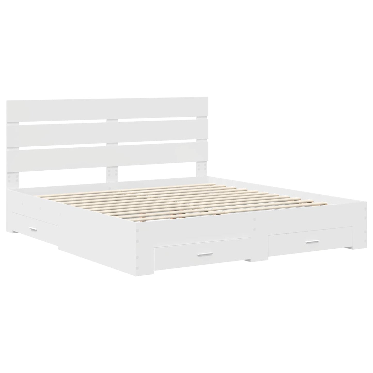 Bed Frame with Drawer White 180 x 200 cm Engineered Wood