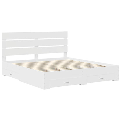 Bed Frame with Drawer White 180 x 200 cm Engineered Wood