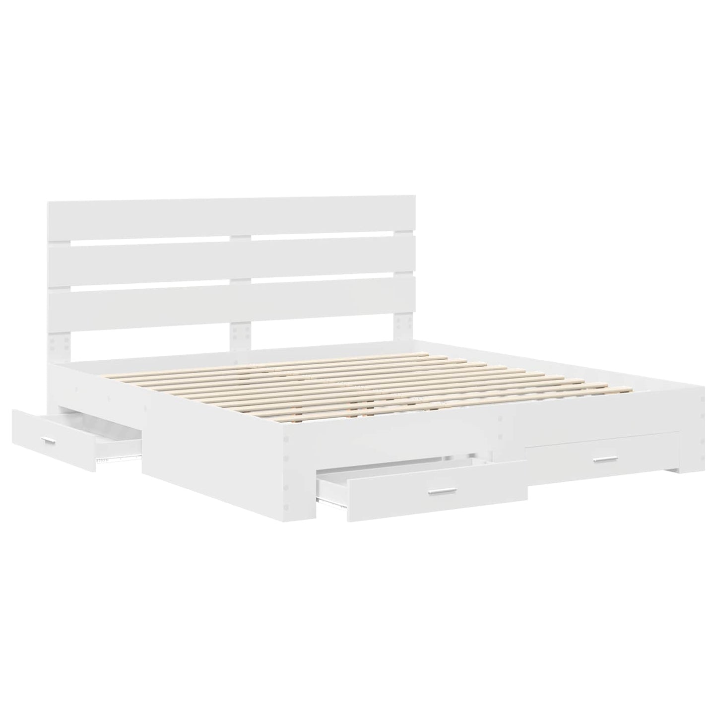 Bed Frame with Drawer White 180 x 200 cm Engineered Wood