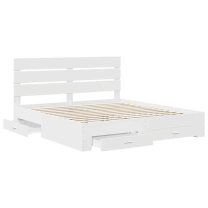 Bed Frame with Drawer White 180 x 200 cm Engineered Wood
