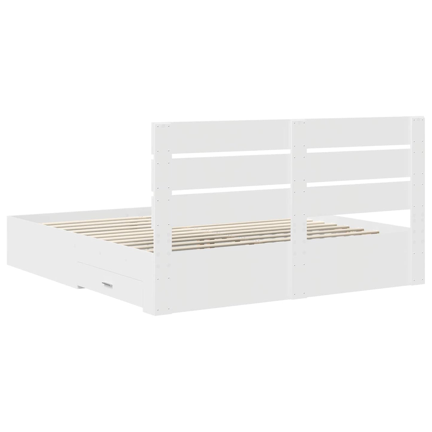 Bed Frame with Drawer White 180 x 200 cm Engineered Wood