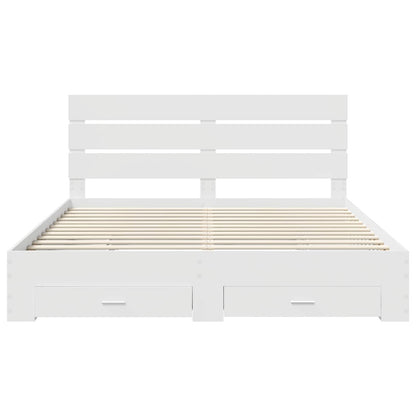 Bed Frame with Drawer White 180 x 200 cm Engineered Wood