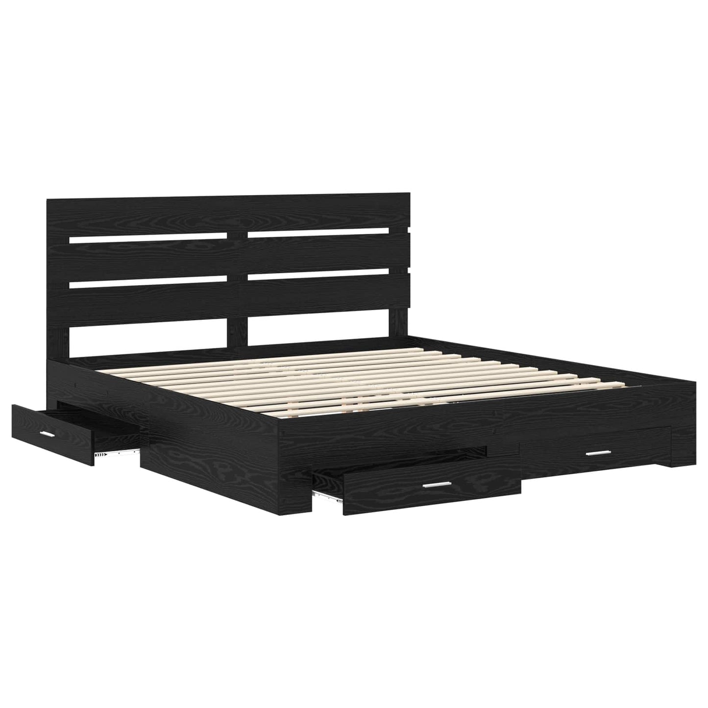 Bed Frame with Drawer Black Oak 180 x 200 cm Engineered Wood