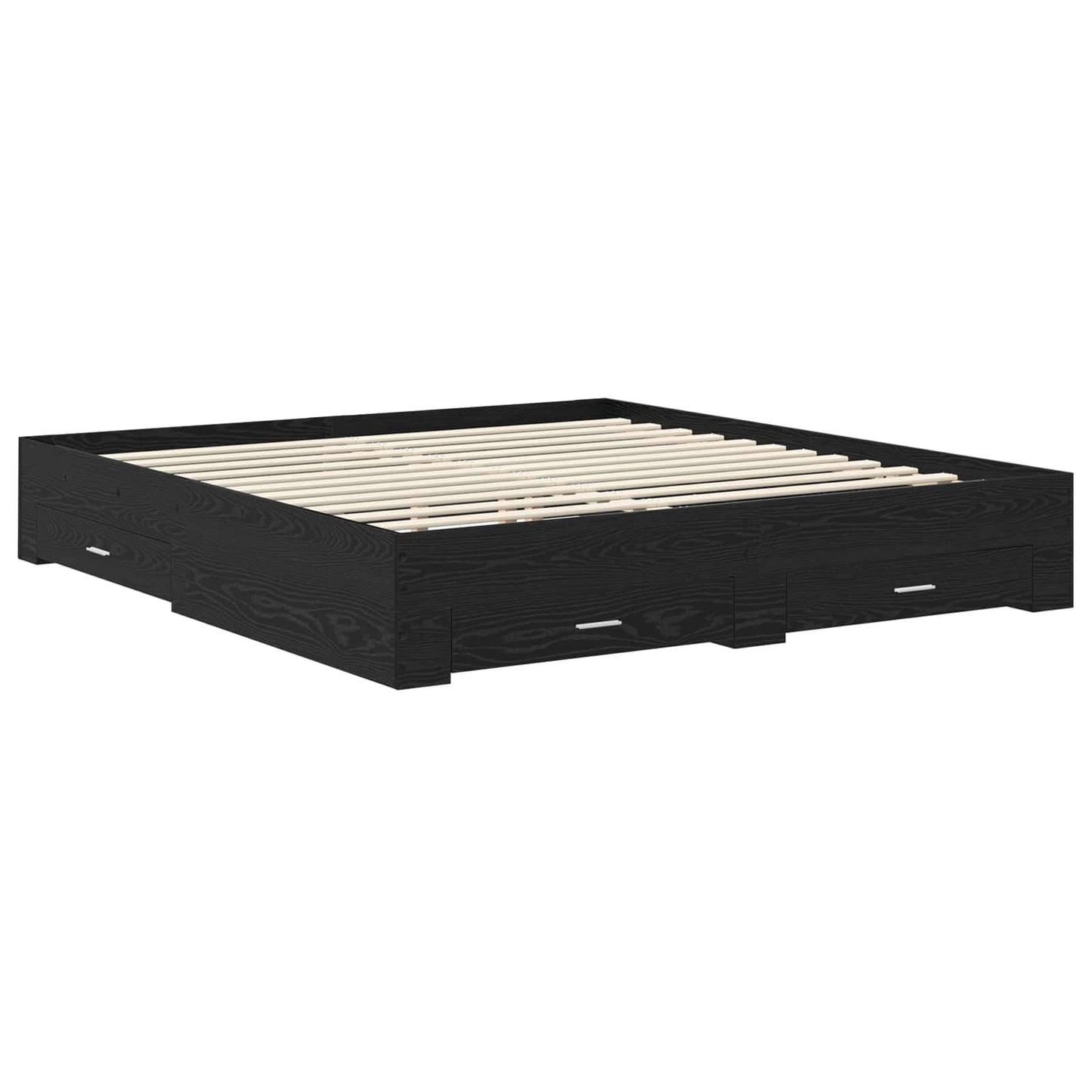 Bed Frame with Drawer Black Oak 180 x 200 cm Engineered Wood