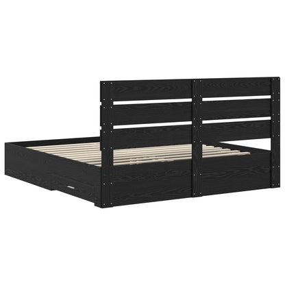 Bed Frame with Drawer Black Oak 180 x 200 cm Engineered Wood