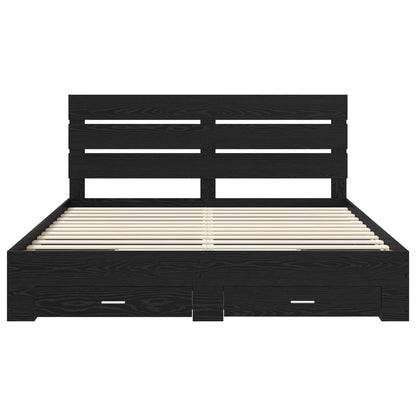 Bed Frame with Drawer Black Oak 180 x 200 cm Engineered Wood