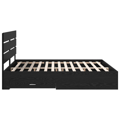 Bed Frame with Drawer Black Oak 180 x 200 cm Engineered Wood