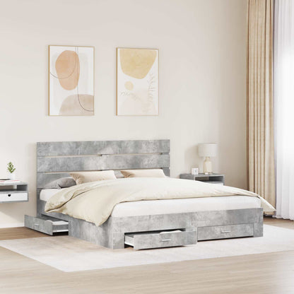 Bed Frame Concrete Grey 180 x 200 cm Engineered Wood