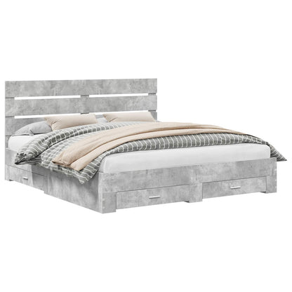Bed Frame Concrete Grey 180 x 200 cm Engineered Wood