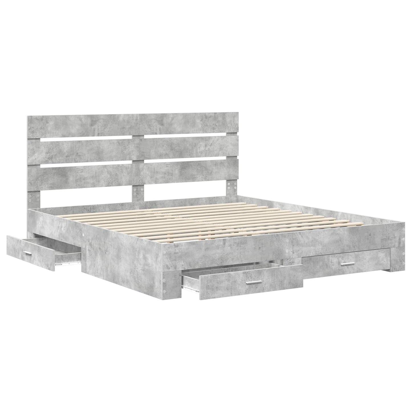 Bed Frame Concrete Grey 180 x 200 cm Engineered Wood