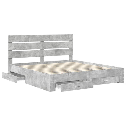 Bed Frame Concrete Grey 180 x 200 cm Engineered Wood