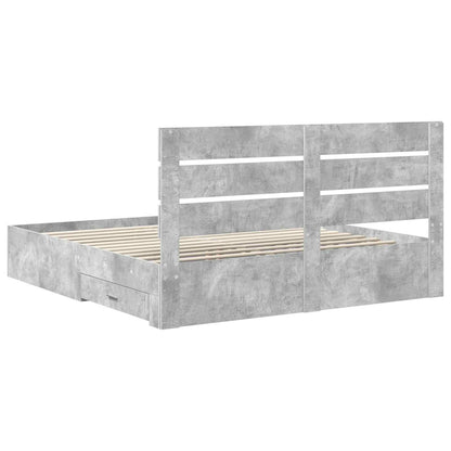 Bed Frame Concrete Grey 180 x 200 cm Engineered Wood