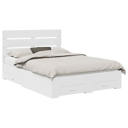 Bed Frame with Drawer White 160 x 200 cm Engineered Wood