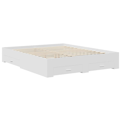 Bed Frame with Drawer White 160 x 200 cm Engineered Wood