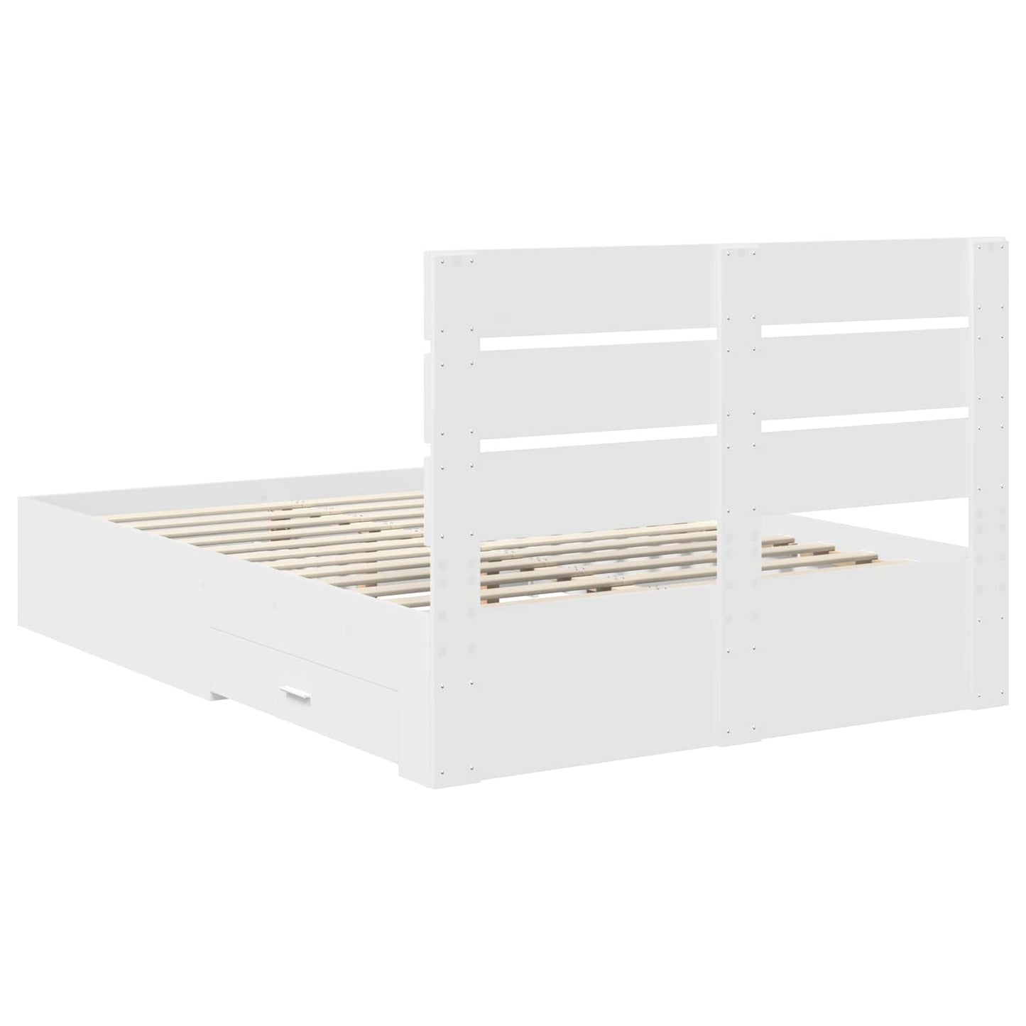 Bed Frame with Drawer White 160 x 200 cm Engineered Wood
