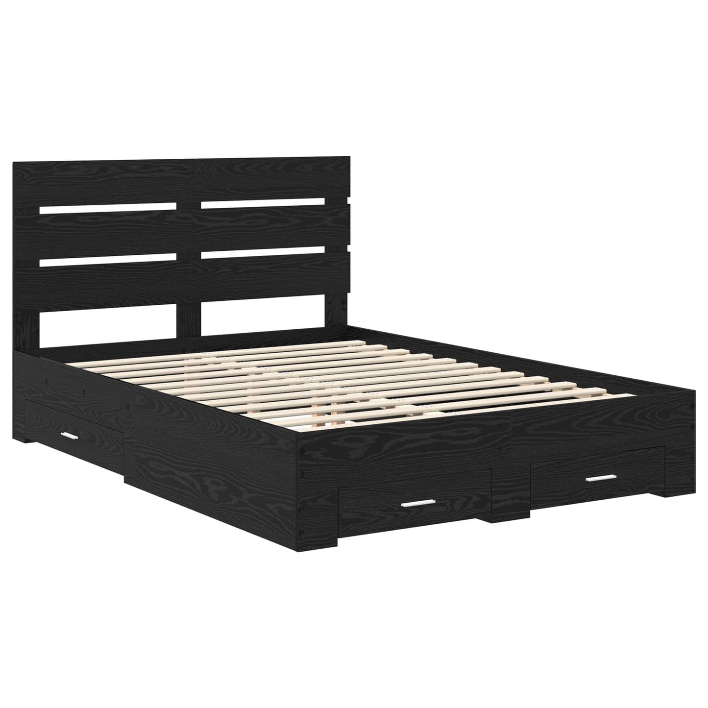 Bed Frame with Drawer Black Oak 160 x 200 cm Engineered Wood