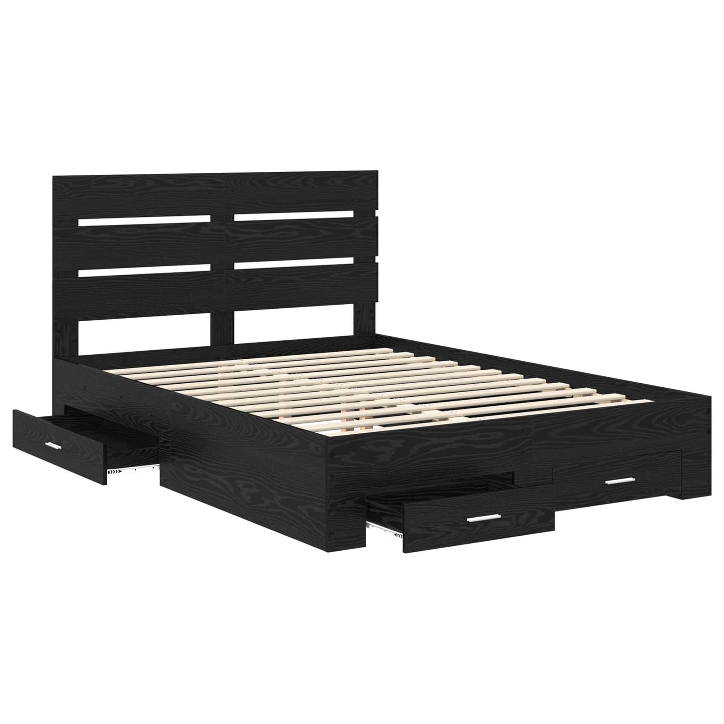 Bed Frame with Drawer Black Oak 160 x 200 cm Engineered Wood