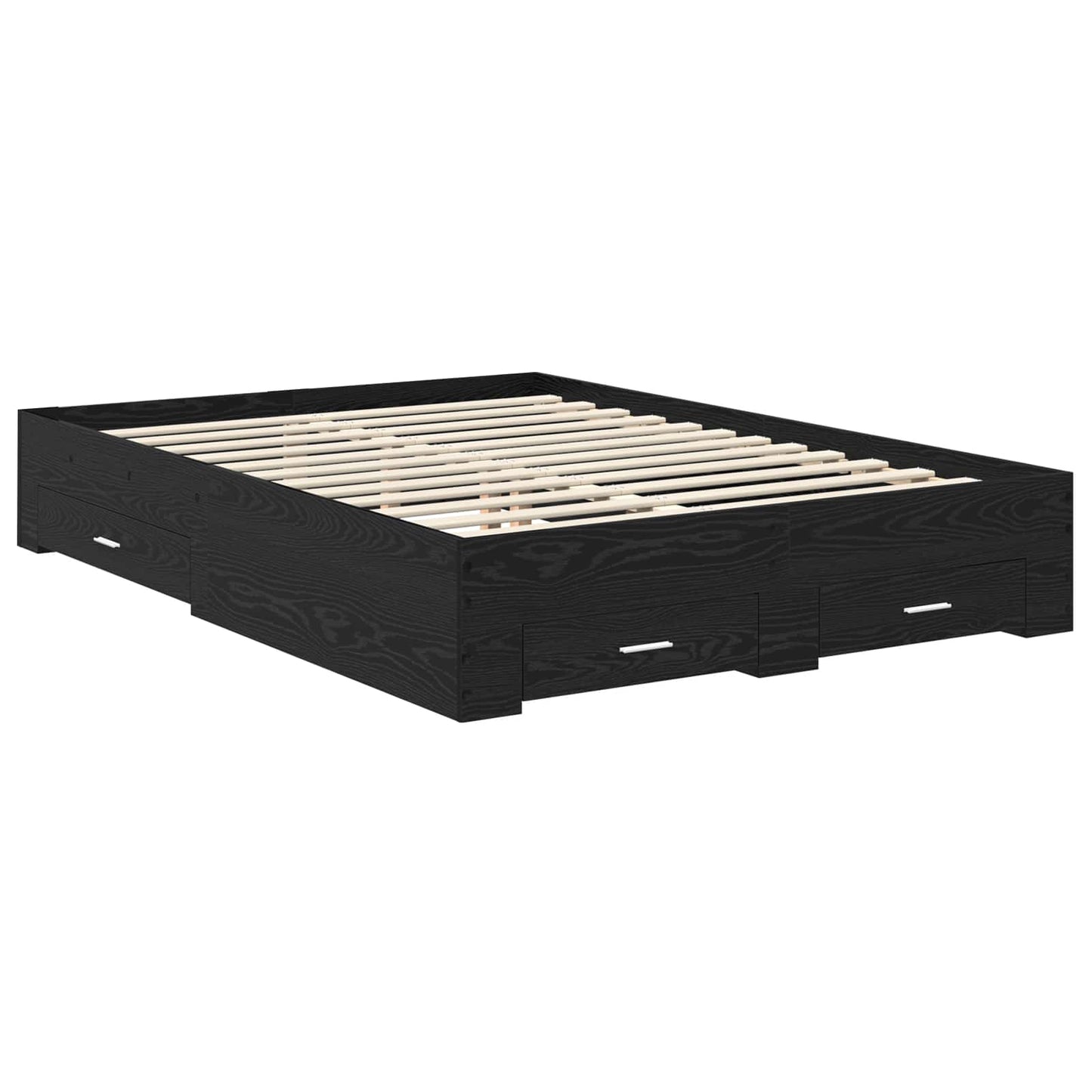 Bed Frame with Drawer Black Oak 160 x 200 cm Engineered Wood