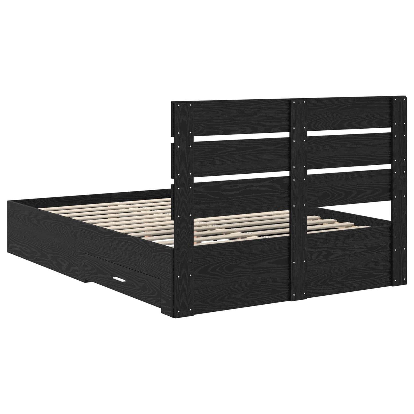 Bed Frame with Drawer Black Oak 160 x 200 cm Engineered Wood