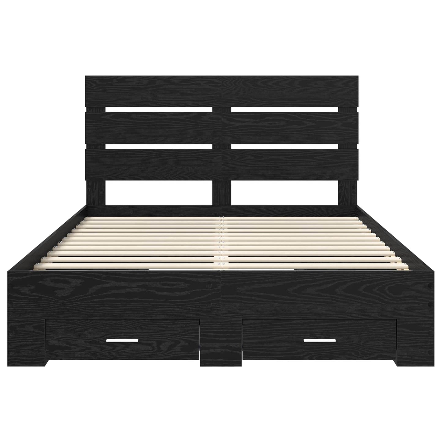 Bed Frame with Drawer Black Oak 160 x 200 cm Engineered Wood