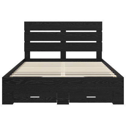 Bed Frame with Drawer Black Oak 160 x 200 cm Engineered Wood