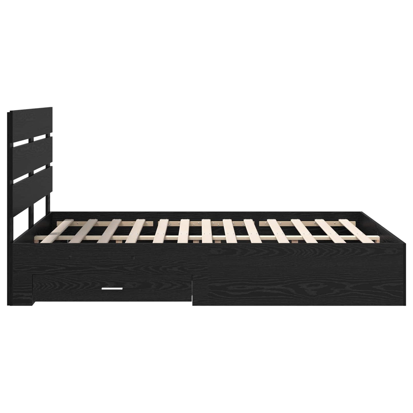Bed Frame with Drawer Black Oak 160 x 200 cm Engineered Wood