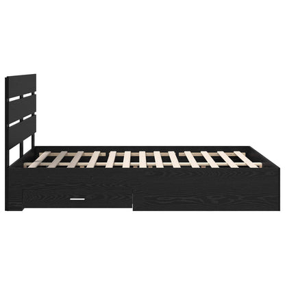 Bed Frame with Drawer Black Oak 160 x 200 cm Engineered Wood