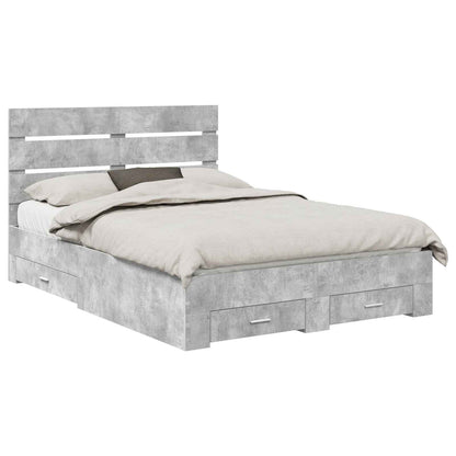 Bed Frame Concrete Grey 160 x 200 cm Engineered Wood