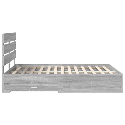 Bed Frame with Drawer Grey Sonoma 160 x 200 cm Engineered Wood