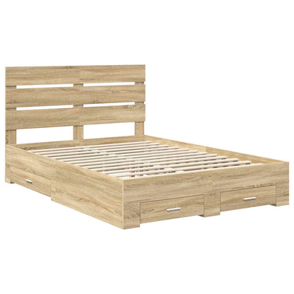 Bed Frame with Drawer Sonoma Oak 150 x 200 cm Engineered Wood