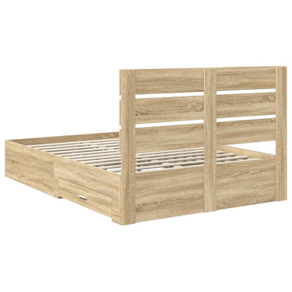 Bed Frame with Drawer Sonoma Oak 150 x 200 cm Engineered Wood