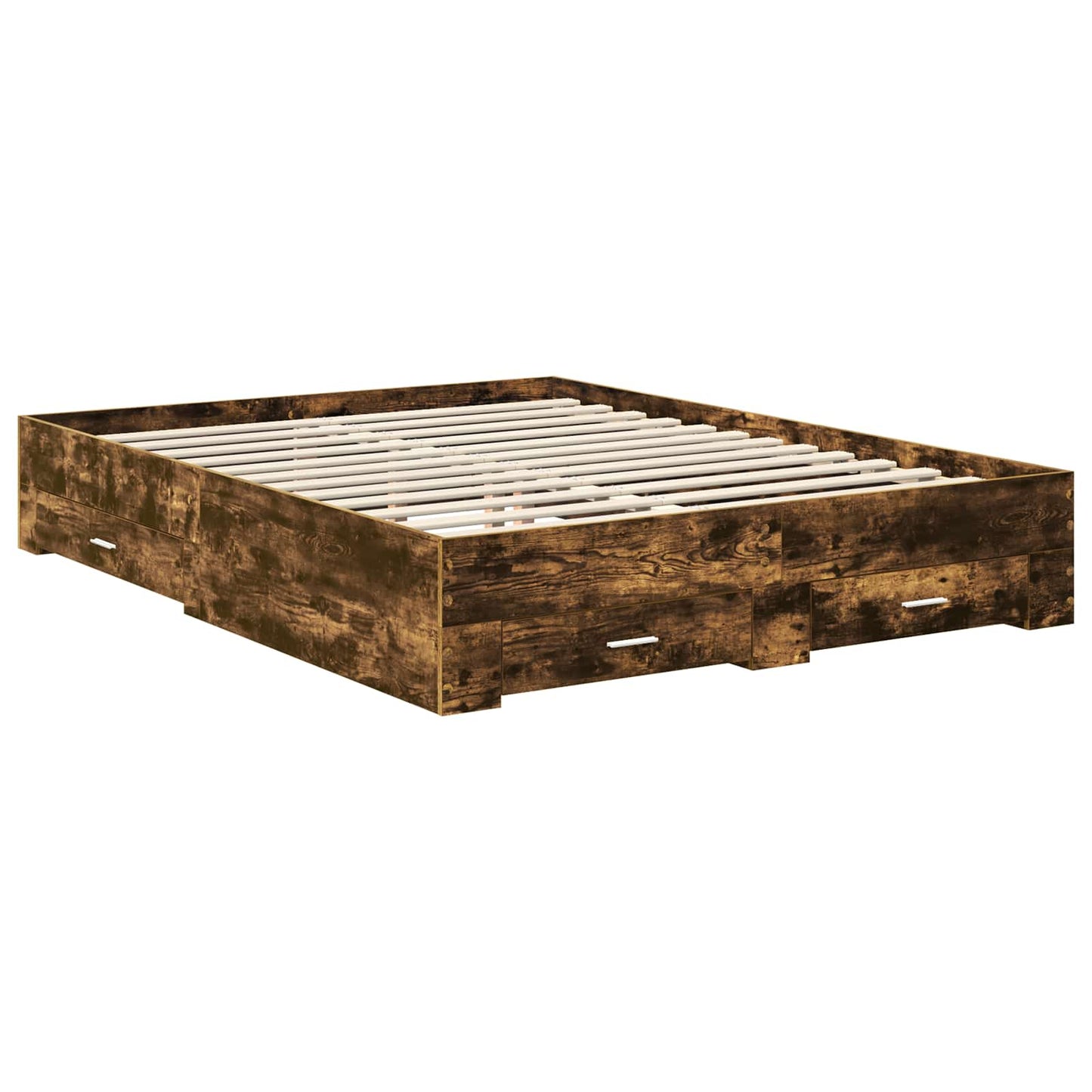 Bed Frame with Drawer Smoked Oak 150 x 200 cm Engineered Wood