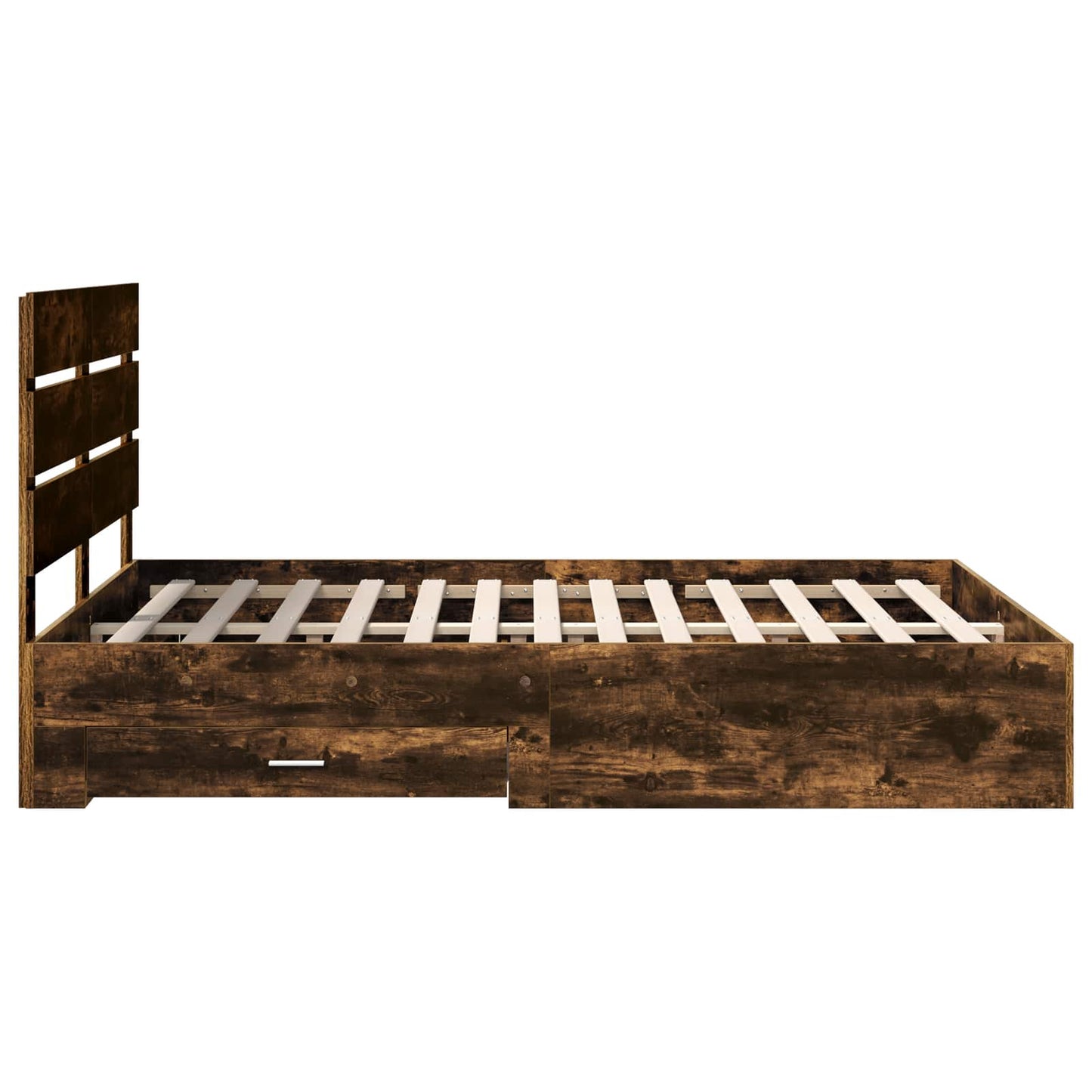 Bed Frame with Drawer Smoked Oak 150 x 200 cm Engineered Wood