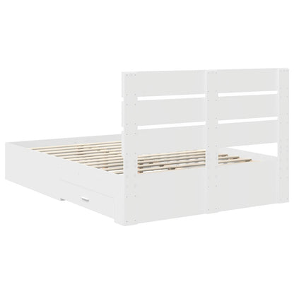 Bed Frame with Drawer White 140 x 200 cm Engineered Wood