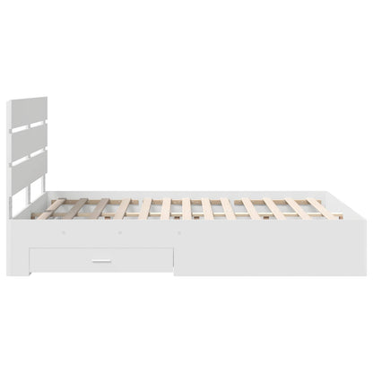Bed Frame with Drawer White 140 x 200 cm Engineered Wood