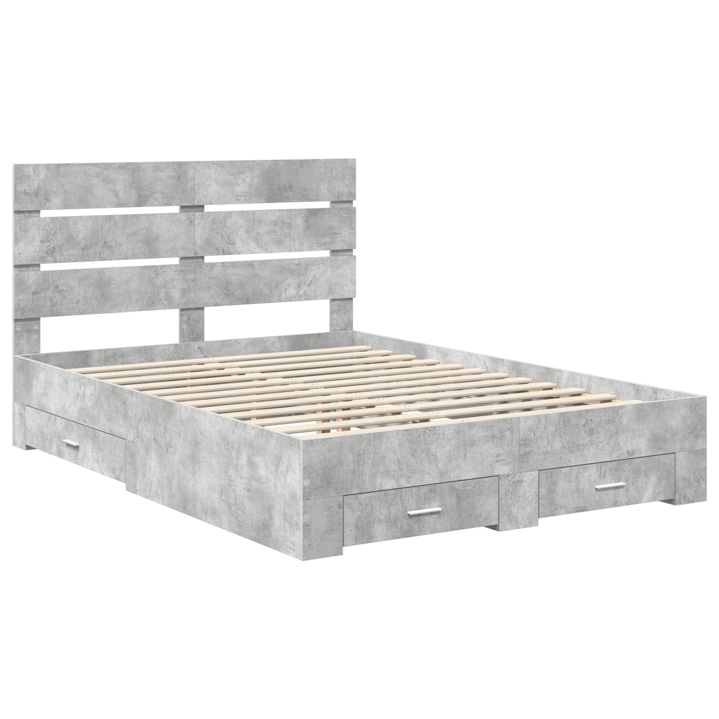 Bed Frame Concrete Grey 140 x 200 cm Engineered Wood