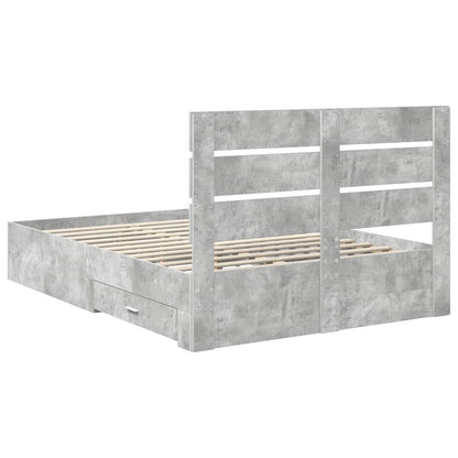 Bed Frame Concrete Grey 140 x 200 cm Engineered Wood