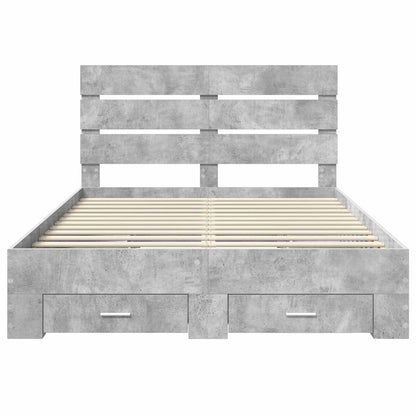 Bed Frame Concrete Grey 140 x 200 cm Engineered Wood