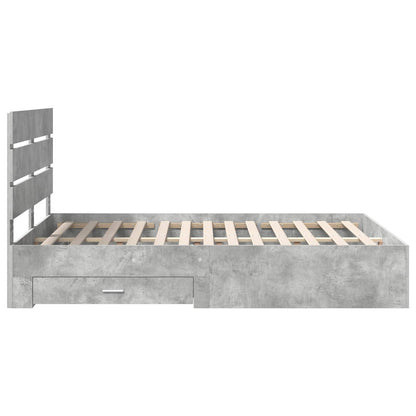 Bed Frame Concrete Grey 140 x 200 cm Engineered Wood
