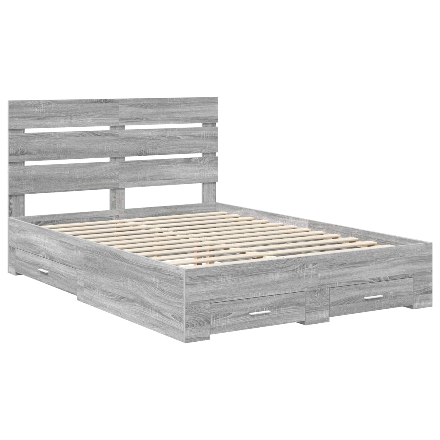 Bed Frame with Drawer Grey Sonoma 140 x 200 cm Engineered Wood