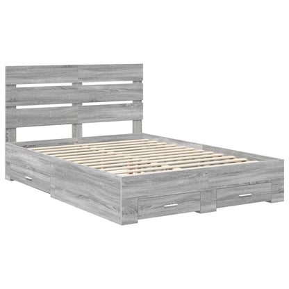 Bed Frame with Drawer Grey Sonoma 140 x 200 cm Engineered Wood