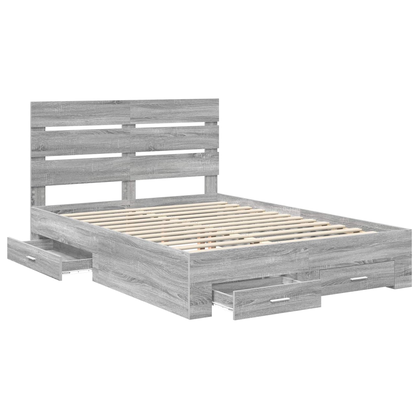 Bed Frame with Drawer Grey Sonoma 140 x 200 cm Engineered Wood