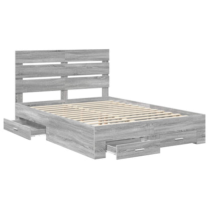 Bed Frame with Drawer Grey Sonoma 140 x 200 cm Engineered Wood