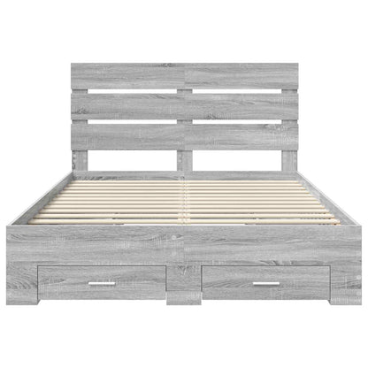Bed Frame with Drawer Grey Sonoma 140 x 200 cm Engineered Wood