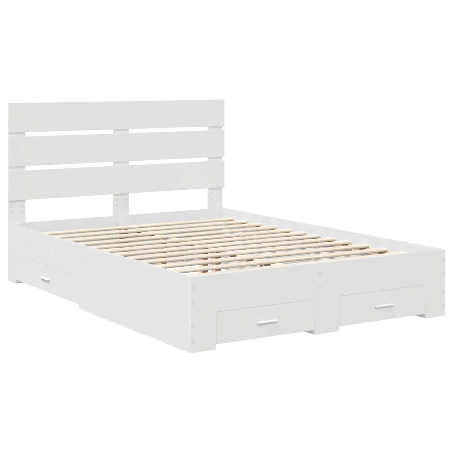 Bed Frame with Drawer White 140 x 190 cm Engineered Wood